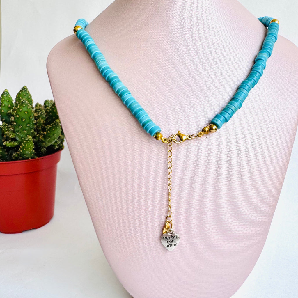 Collar turquesa corazón nacar