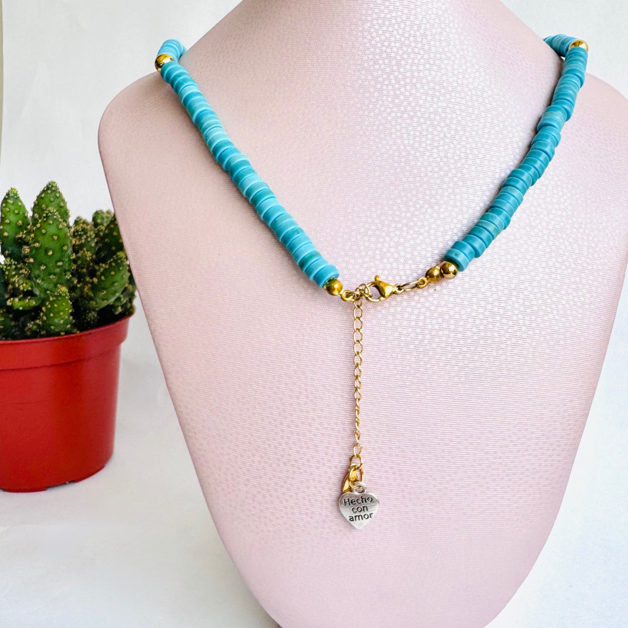 Collar turquesa corazón nacar