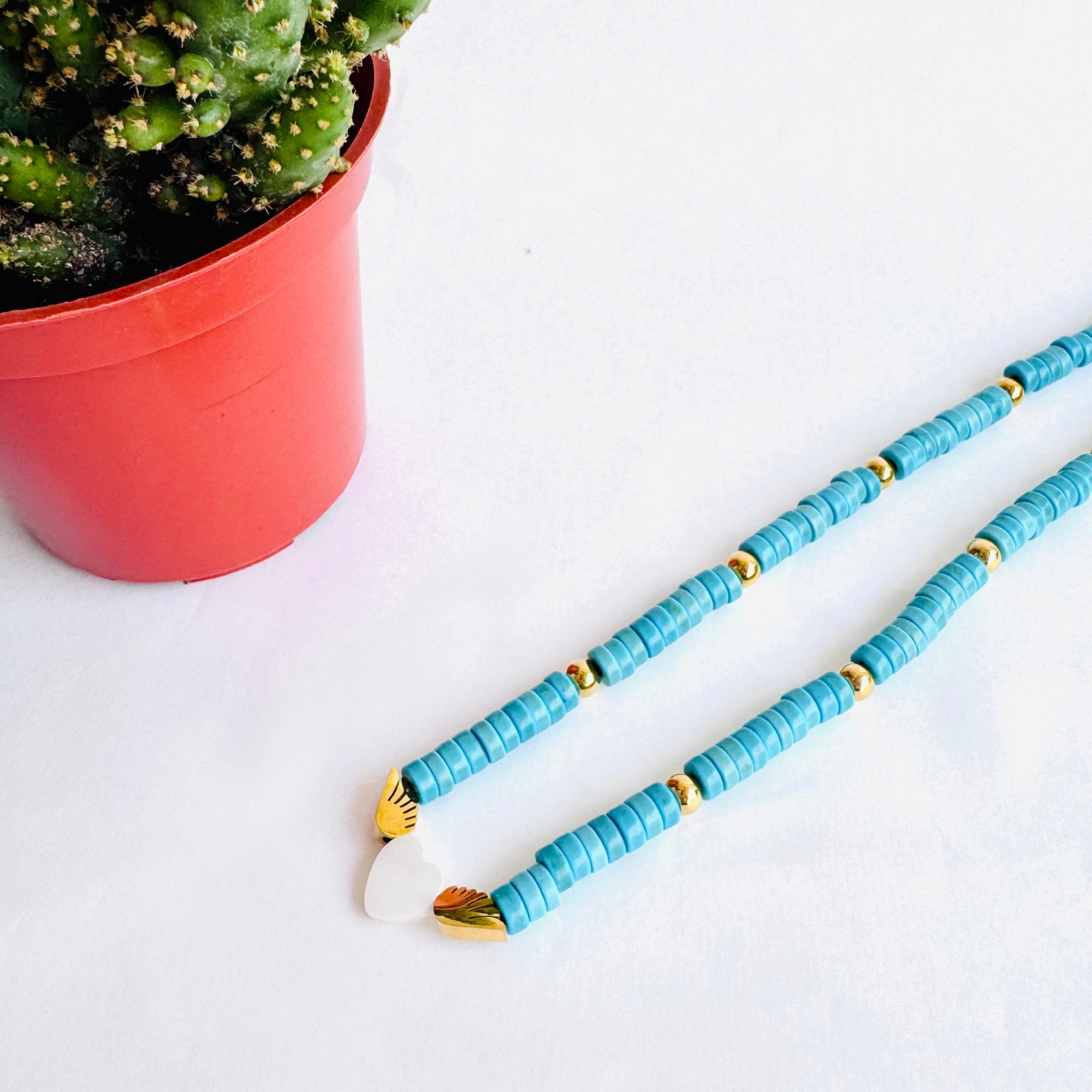 Collar turquesa corazón nacar