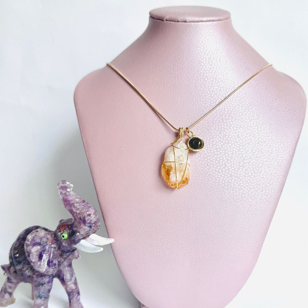 Collar cuarzo citrino y ojo tigre