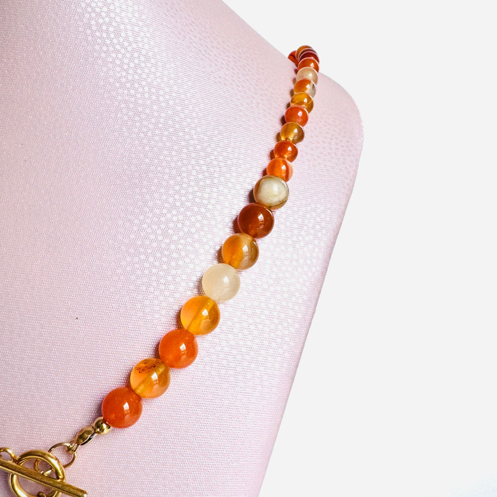 Collar cuarzo cornalina corazón